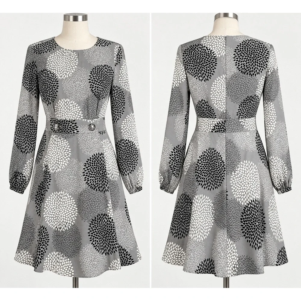 Tory Burch Wendy Silk Sequin Mini Dress Women's 2 Gray Floral Archival Mod Glam